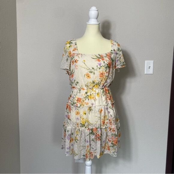 Flowy Fairycore Floral Whimsical Tiered Spring Dress Women's Size 11 - Picture 5 of 16